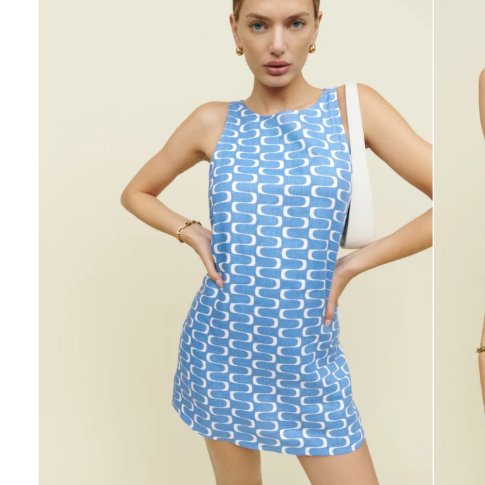 Reformation Jessi Linen Dress Poolside